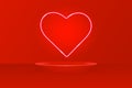 Valentine\'s Day 3D podium with glowing neon white heart. Royalty Free Stock Photo